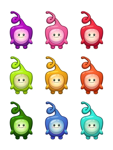 Cute cartoon colorful alien characters set. — Stock Vector
