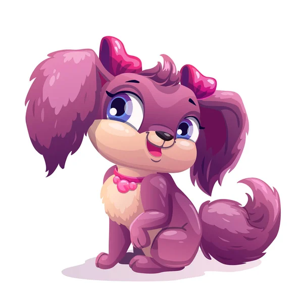 Pequeña linda chica de dibujos animados cachorro . — Vector de stock