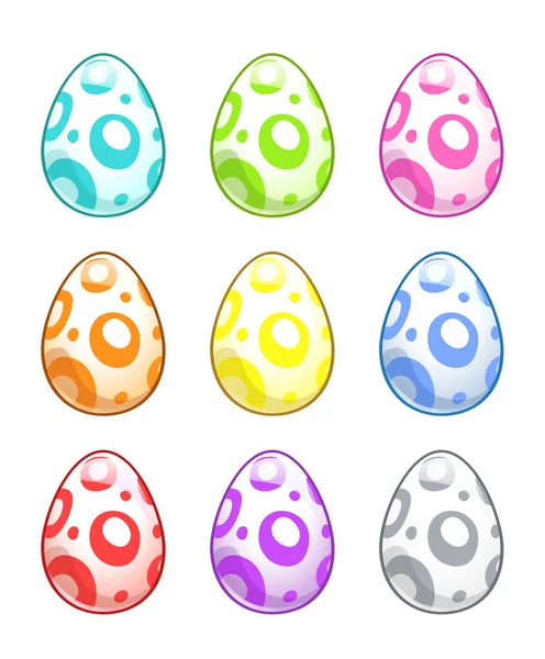 Cute colorful painted eggs set. — Stock Vector