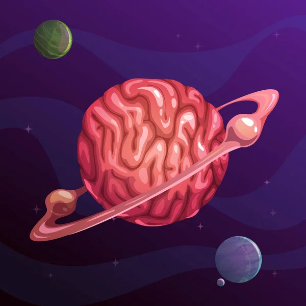 Fantasy brain planet. — Stock Vector