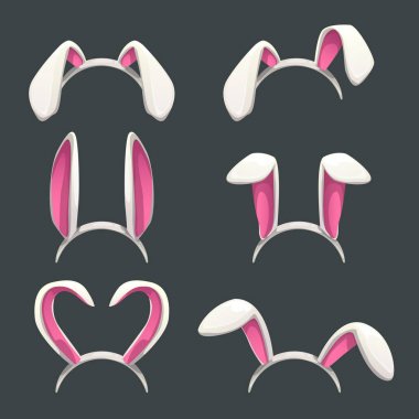 Funny bunny white ears set. clipart
