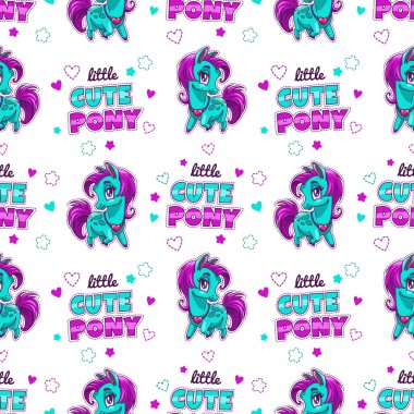 Sevimli küçük midilli yamalar ile şirin seamless modeli