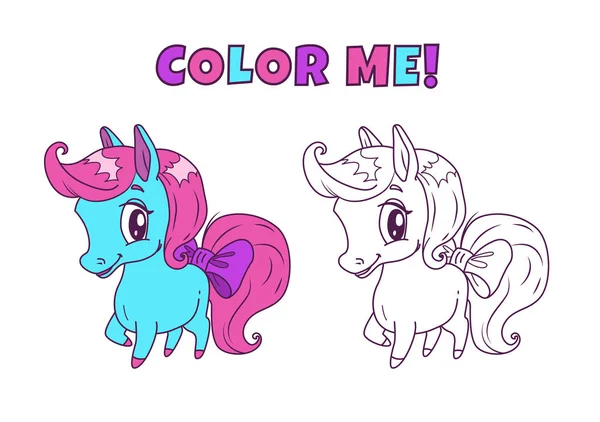 Petite illustration de cheval mignon pour la conception de livre à colorier . — Image vectorielle