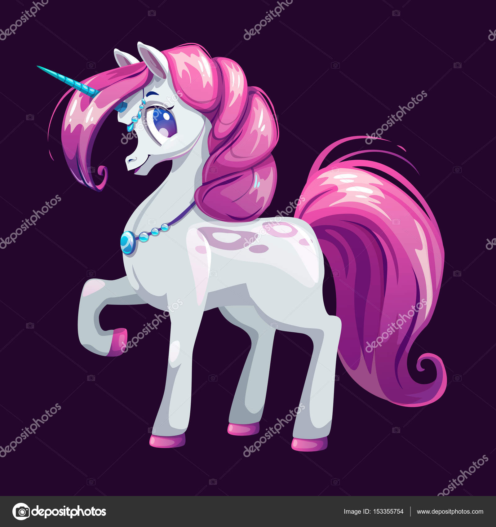 Cute cartoon unicorn with pink hair. Stock Vector Image by ©lilu330 #153355754 Cute cartoon unicorn with pink hair. Stock Vector Image by ©lilu330 #153355754