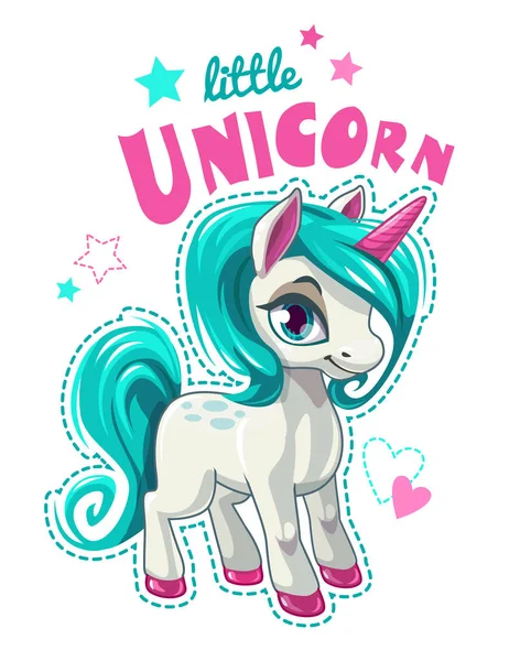 Sevimli çizgi tek boynuzlu at yama.