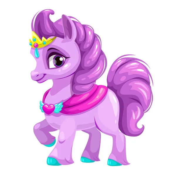 Cute cartoon little horse princess. — Stock Vector