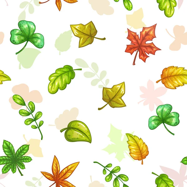 Бесшовный рисунок с падающими цветными листьями . — стоковый вектор
