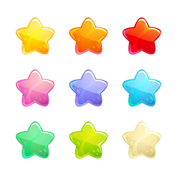 Desenhos animados brilhante colorido estrelas conjunto. — Vetor de Stock