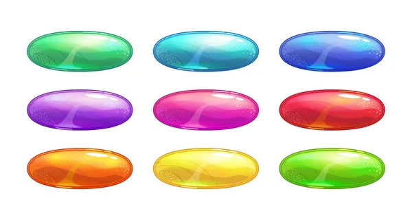 Conjunto de botões ovais brilhantes coloridos desenhos animados . —  Vetores de Stock
