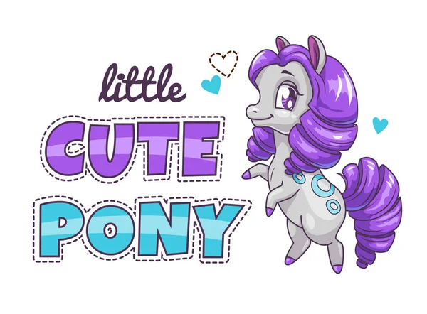 Kleine schattige pony patch — Stockvector