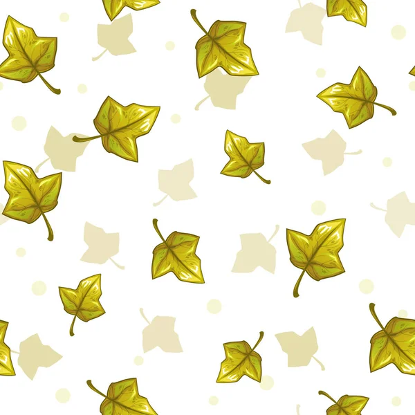 Бесшовный рисунок с падающими зелеными листьями — стоковый вектор