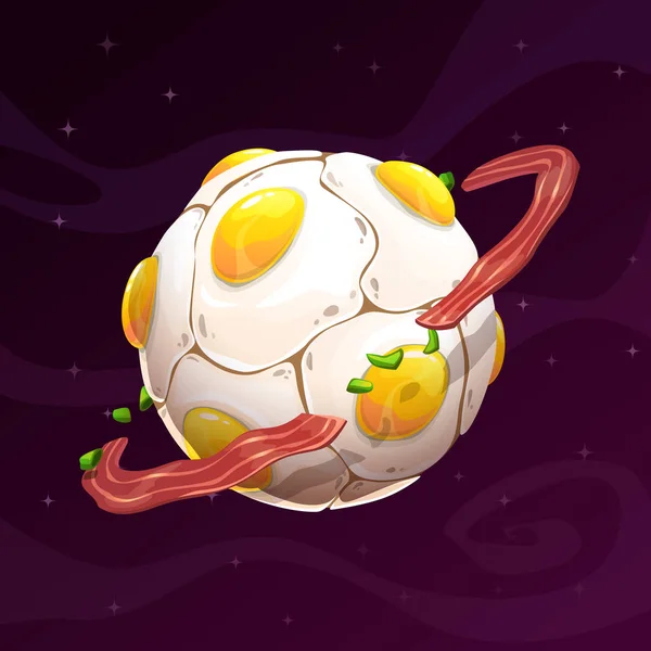 Cartone animato strapazzato uovo pianeta icona . — Vettoriale Stock