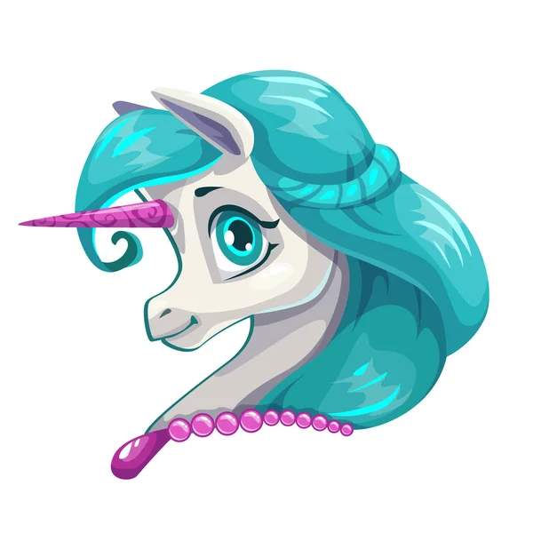 Mignon dessin animé petit visage de licorne . — Image vectorielle