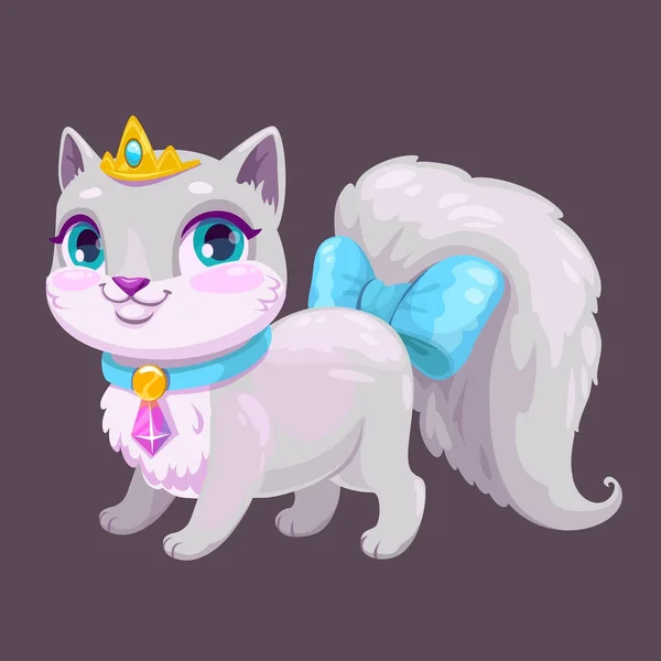 Little cute cartoon kitty princess. — Stock Vector