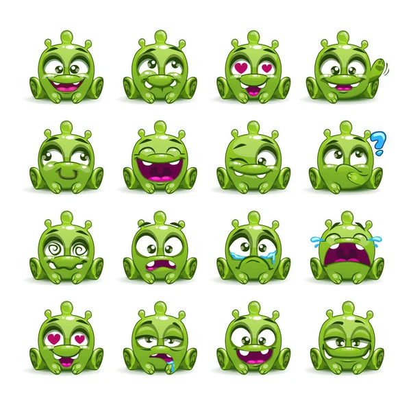 Petit jeu drôle vert alien mignon . — Image vectorielle