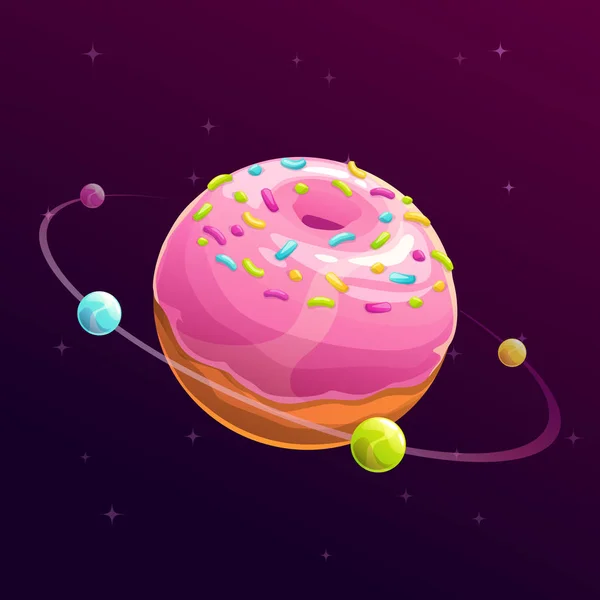 Donut planet  space illustration. — Stock Vector