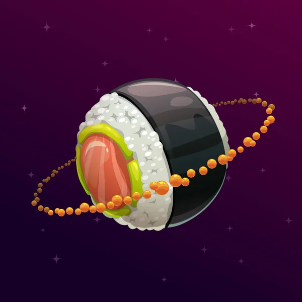 Sushi roll bolygó. — Stock Vector