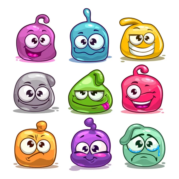 Personaggi blob colorati divertenti . — Vettoriale Stock