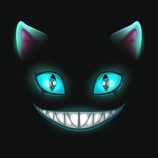Fantasy spaventoso sorridente faccia di gatto — Vettoriale Stock
