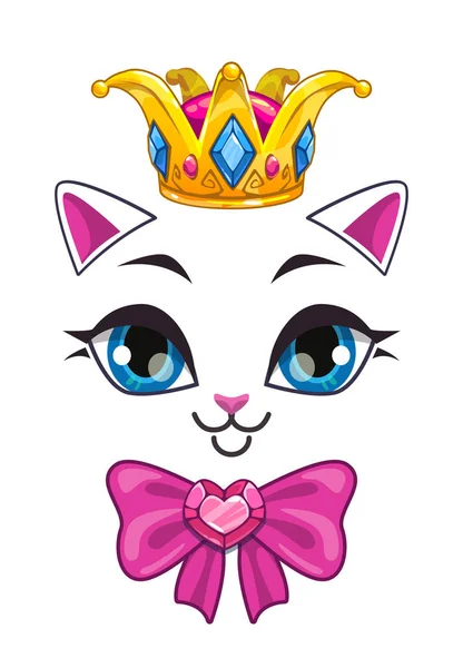 Güzel prenses kedi yüz — Stok Vektör