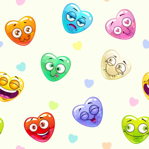 Seamless pattern with funny hearts — Stock Vector