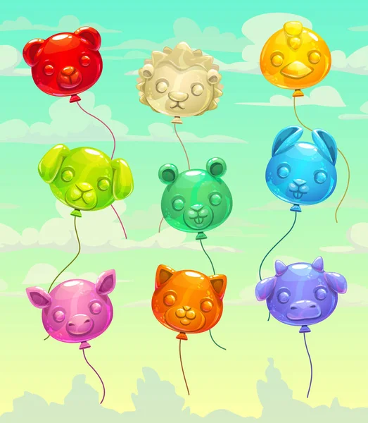 Ballons volants en forme d'animal . — Image vectorielle