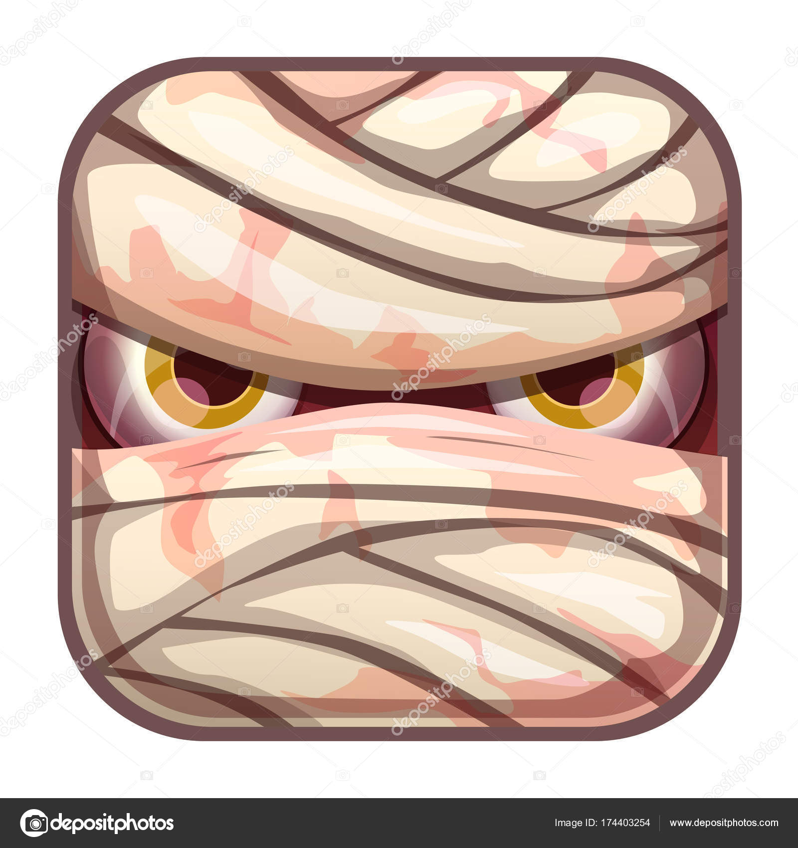 Icono de aplicación de miedo con la cara de momia estilizada . Vector de  stock #174403254 de ©lilu330, image size:963x1024