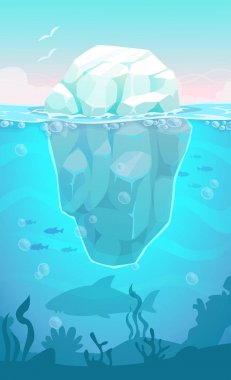 Okyanusta büyük buzdağı.