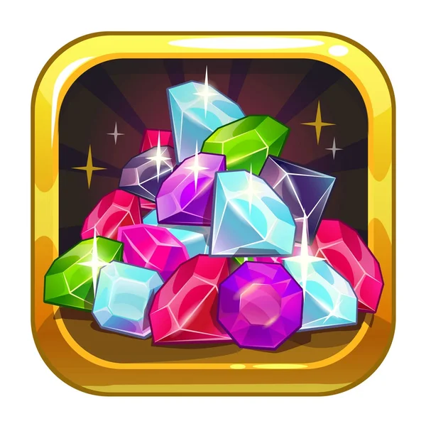 Icône de l'application vectorielle avec des bijoux brillants colorés — Image vectorielle