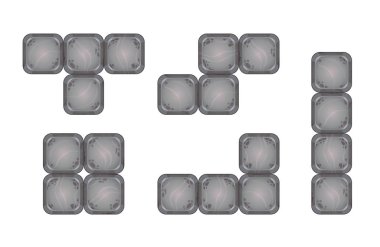 Oyun tasarımı için kare tuğla parçaları.