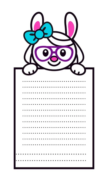 Schattige cartoon bunny meisje met grote papier pagina — Stockvector