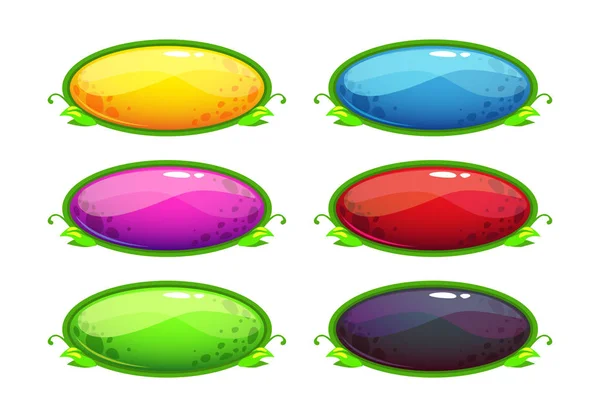 Cartoon glanzende kleurrijke ovale knoppen — Stockvector