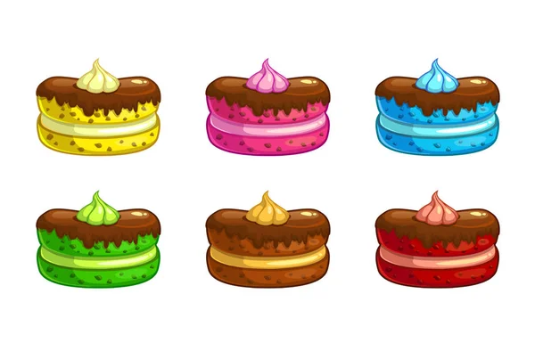 Cartoon colorful cakes set. — Stock Vector
