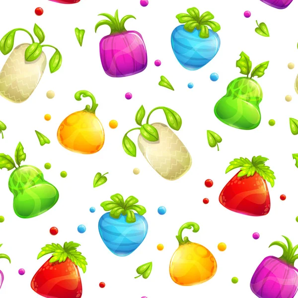 Naadloze patroon met kleurrijke fantasy Vruchtenenbessen — Stockvector