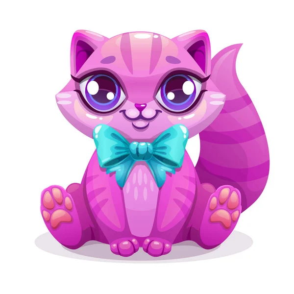 Little cute cartoon kitten icon. — Stock Vector
