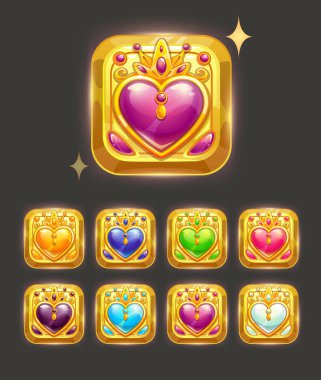 Altın takı öğeleri renkli kristal kalp