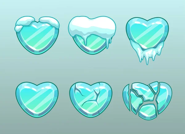 Frozen hearts icons — Stock Vector