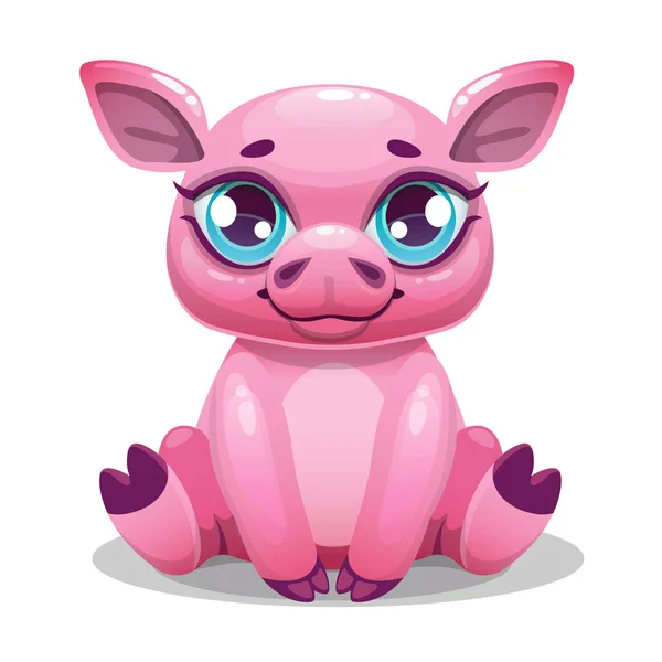 Little cute cartoon sitting pig — Stock Vector