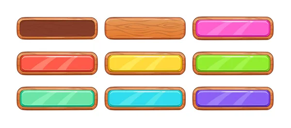 Cartoon wooden long horizontal buttons — Stock Vector