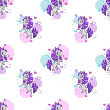 Komik karikatür ile sorunsuz güzel küçük atlar.