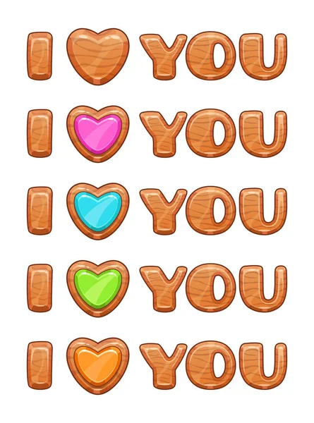 I love you sign. Wooden lettering. — Stock Vector