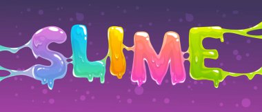Slime word banner. Colorful slime text. Vector illustration. clipart
