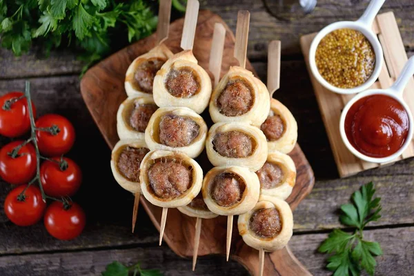 Boulettes Viande Cuites Pâte Feuilletée — Photo