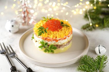 Traditional New Year's Russian salad 