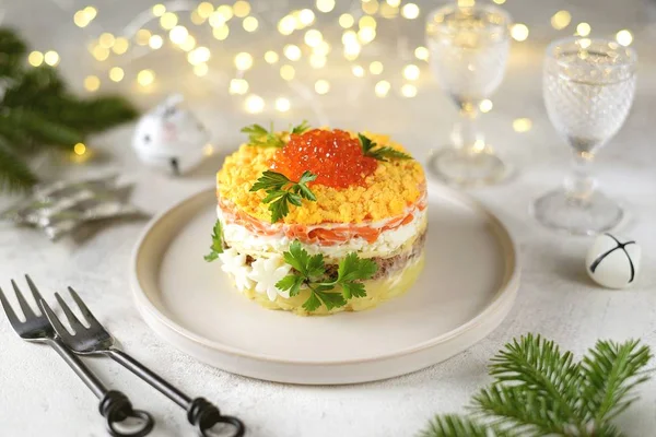 Traditional New Year's Russian salad 