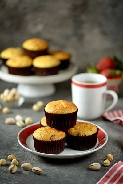 Muffins Bio Sains Base Fromage Cottage Farine Grains Entiers Aux — Photo