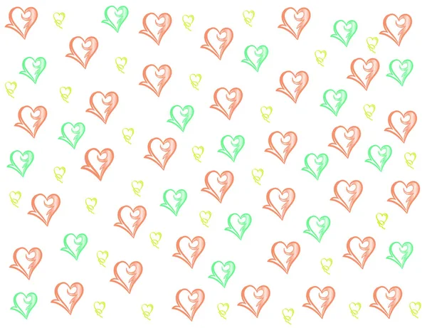 Разные Сердца Заднем Плане Современный Рисунок Сердца Сердечный Фон — стоковое фото