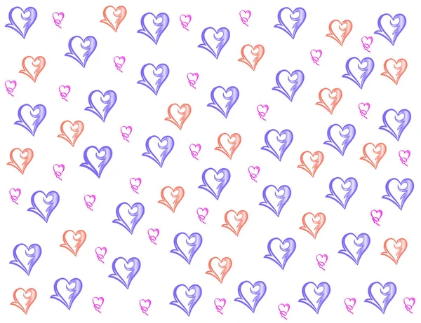 Διαφορετικές Καρδιές Φόντο Σύγχρονη Εικονογράφηση Καρδούλες Καρδιές Μοτίβο Φόντου — Φωτογραφία Αρχείου