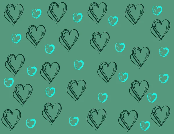 Retro Hearts Background Hearts Sketch Vintage Hearts Pattern — Stock Photo, Image