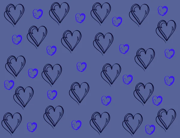 Retro Herzen Hintergrund Herzen Skizzieren Vintage Herzmuster — Stockfoto